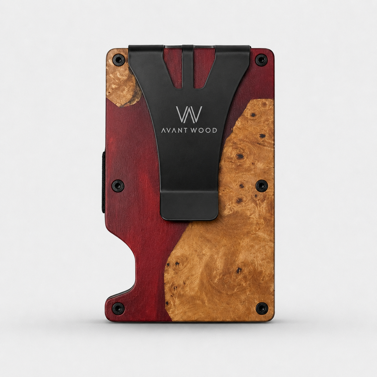 AIR WALLET PRO - WINE RED RESIN - EXOTIC BURL WOOD – AVANTWOOD
