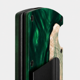 BURL WOOD & GREEN RESIN - MAG SAFE CARD HOLDER