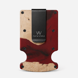 BURL WOOD & RED RESIN - CARD HOLDER