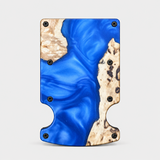 BURL WOOD & BLUE RESIN - CARD HOLDER