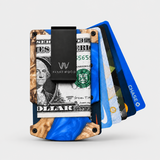 BURL WOOD & BLUE RESIN - CARD HOLDER