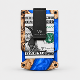 BURL WOOD & BLUE RESIN - CARD HOLDER