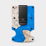 BURL WOOD & LIGHT BLUE - CARD HOLDER