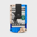 BURL WOOD & LIGHT BLUE - CARD HOLDER
