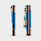 BURL WOOD & LIGHT BLUE - CARD HOLDER