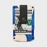 BURL WOOD & NAVY BLUE - CARD HOLDER