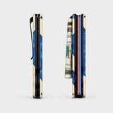 BURL WOOD & NAVY BLUE - CARD HOLDER