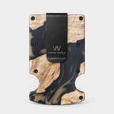 BURL WOOD & BLACK GOLD RESIN - CARD HOLDER