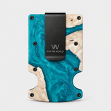 BURL WOOD & CYAN RESIN - WALLET