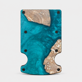 BURL WOOD & CYAN RESIN - WALLET