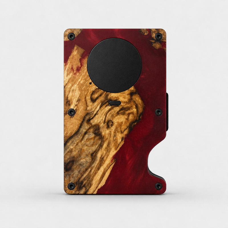 AIR WALLET PRO - WINE RED RESIN - EXOTIC BURL WOOD – AVANTWOOD