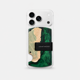 BURL WOOD & GREEN RESIN -  MAG SAFE CARD HOLDER