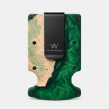 BURL WOOD & GREEN RESIN - CARD HOLDER