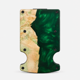 BURL WOOD & GREEN RESIN - CARD HOLDER