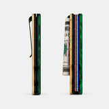 BURL WOOD & GREEN RESIN - CARD HOLDER
