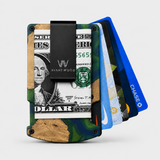 BURL WOOD & BLUE/GREEN RESIN - CARD HOLDER