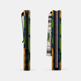 BURL WOOD & BLUE/GREEN RESIN - CARD HOLDER