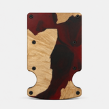 BURL WOOD & RED RESIN - CARD HOLDER