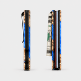 BURL WOOD & BLUE RESIN - CARD HOLDER