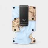 BURL WOOD & WHITE RESIN - CARD HOLDER