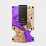 BURL WOOD & PURPLE RESIN - CARD HOLDER