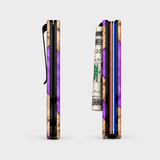 BURL WOOD & PURPLE RESIN - CARD HOLDER