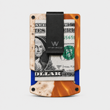 BURL WOOD & ORANGE - CARD HOLDER
