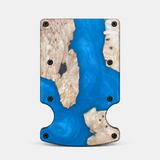 BURL WOOD & LIGHT BLUE - CARD HOLDER