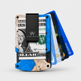 BURL WOOD & LIGHT BLUE - CARD HOLDER