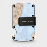 BURL WOOD & WHITE RESIN -  MAG SAFE CARD HOLDER