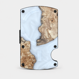 BURL WOOD & WHITE RESIN -  MAG SAFE CARD HOLDER
