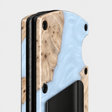 BURL WOOD & WHITE RESIN -  MAG SAFE CARD HOLDER