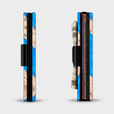 BURL WOOD & LIGHT BLUE RESIN -  MAG SAFE CARD HOLDER
