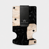 BURL WOOD & BLACK RESIN - CARD HOLDER