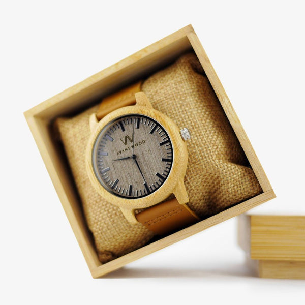 engraved wooden watch