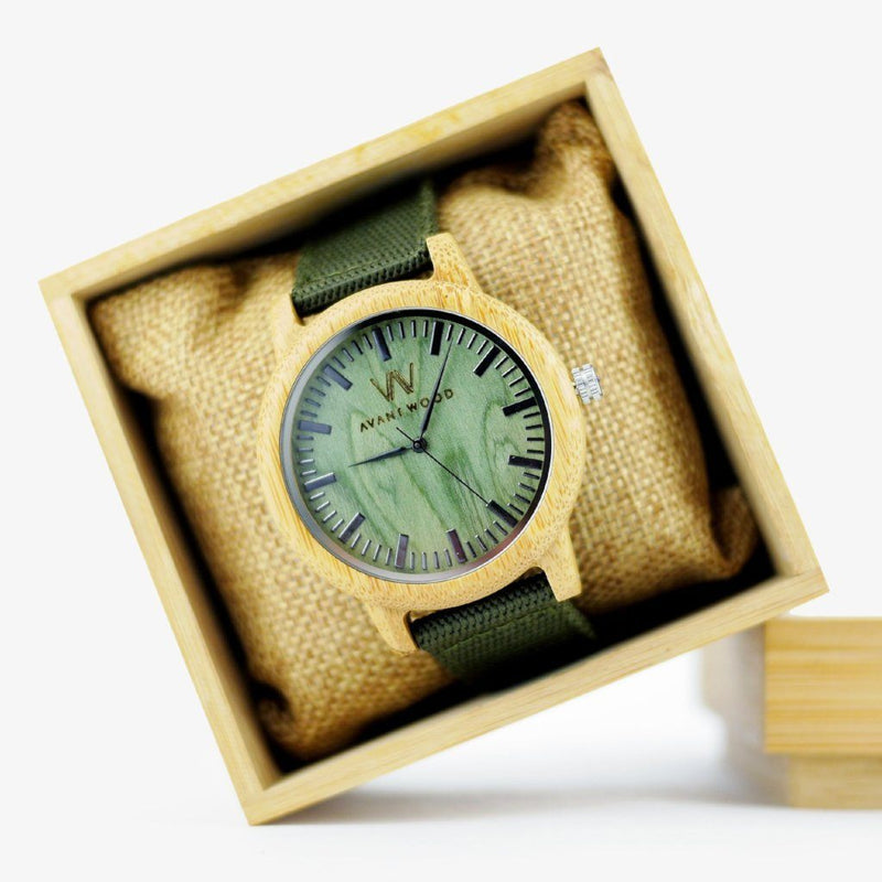 green sandalwood bamboo wood watch