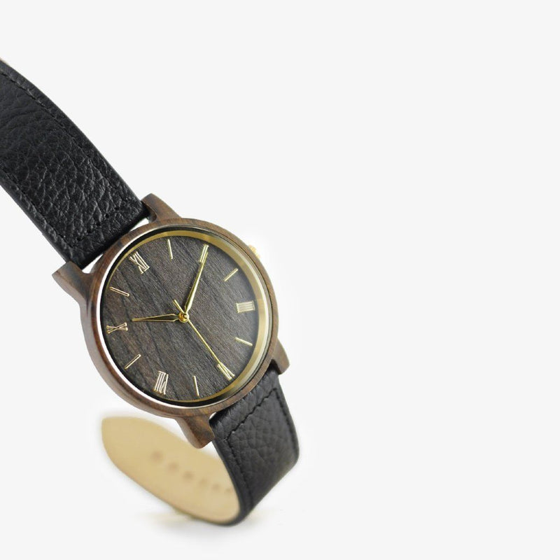 minimalist wood watch leather strap