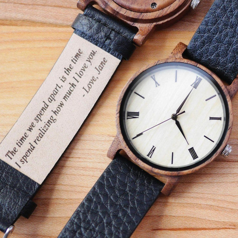 custom engraved text wood watch