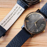 engraved leather strap watch