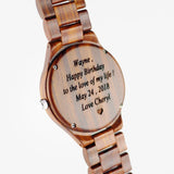 Engraved wooden watch