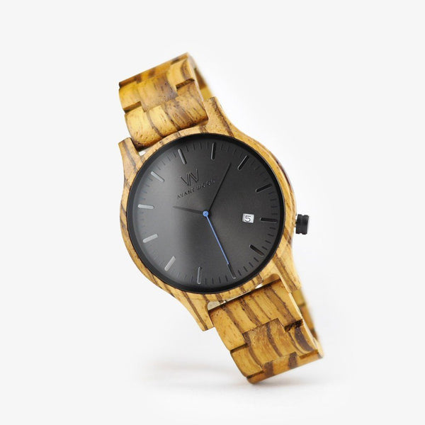 handcrafted zebra wooden watch