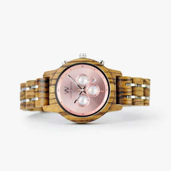 rose gold wood watch